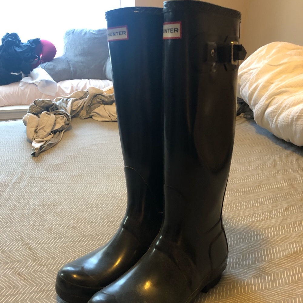 Black tall Hunter rain Boots